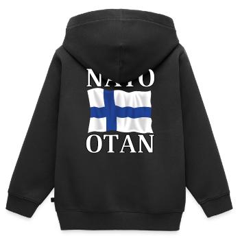 L’OTAN et le drapeau de la Finlande - Sweat Premium à capuche zippé enfant bio - noir - Dos - AI Model Kid Male (0cm)