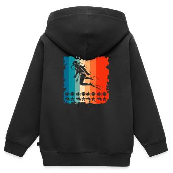 Plongeurs Plongeurs Plongée sous-marine - Sweat Premium à capuche zippé enfant bio - noir - Dos - AI Model Kid Male (0cm)