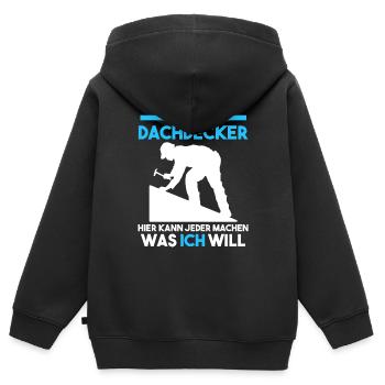 Dachdecker - Kinder Premium Organic Zip Hoodie - Schwarz - Hinten - AI Model Kid Male (0cm)