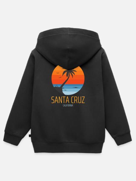 Santa Cruz California Vintage Retro Sunset - Kids Premium Organic Zip-up Hoodie - black
