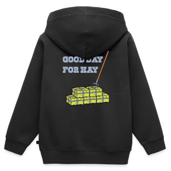 Bonne journée pour faire du foin tondre des balles de foin - Sweat Premium à capuche zippé enfant bio - noir - Dos - AI Model Kid Male (0cm)