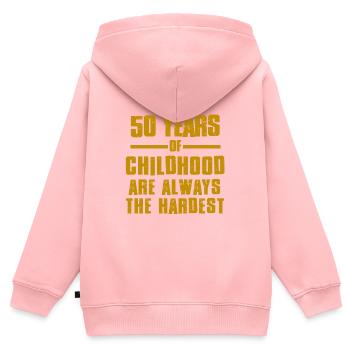 50 premières années - Sweat Premium à capuche zippé enfant bio - rose - Dos - AI Model Kid Female (0cm)