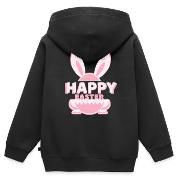 Joyeuses Pâques - Sweat Premium à capuche zippé enfant bio - noir - Dos - AI Model Kid Male (0cm)