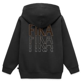 Fika Pause café Travail Bureau Temps Mort Suède - Sweat Premium à capuche zippé enfant bio - noir - Dos - AI Model Kid Male (0cm)