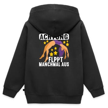 Turnen Turner - Kinder Premium Organic Zip Hoodie - Schwarz - Hinten - AI Model Kid Male (0cm)