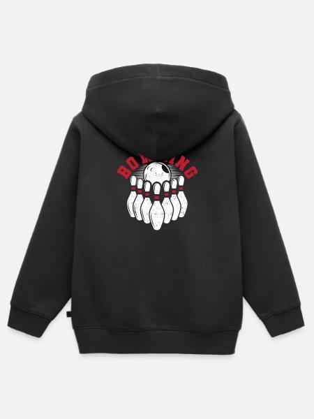 Bowling Ball Silhouette Drôle Bowler Pins Sport - Sweat Premium à capuche zippé enfant bio - noir