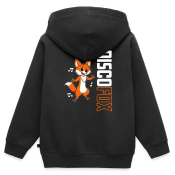 Discothèque Fuchs - Sweat Premium à capuche zippé enfant bio - noir - Dos - AI Model Kid Male (0cm)