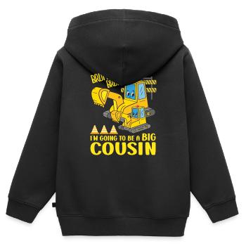 Promoted to Big Cousin Excavator I'm Going To Be - Kinder Premium Organic Zip Hoodie - Schwarz - Hinten - AI Model Kid Male (0cm)