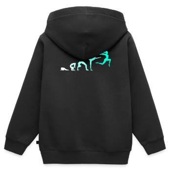 Turnen Evolution - Turnerin Gymnastik Geschenke - Kinder Premium Organic Zip Hoodie - Schwarz - Hinten - AI Model Kid Male (0cm)