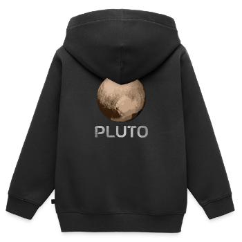 Pluton 1930 - 2006 Pluton n’oublie jamais - Sweat Premium à capuche zippé enfant bio - noir - Dos - AI Model Kid Male (0cm)