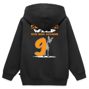 geburtstag 9 jahre wilde safari zebra 9. birthday - Kinder Premium Organic Zip Hoodie - Schwarz - Hinten - AI Model Kid Male (0cm)