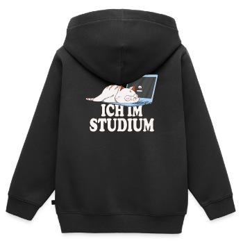 Ich im Studium schlafende katze - Kinder Premium Organic Zip Hoodie - Schwarz - Hinten - AI Model Kid Male (0cm)