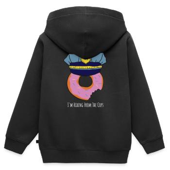 Polizei Humor Donut Polizist Geschenk - Kinder Premium Organic Zip Hoodie - Schwarz - Hinten - AI Model Kid Male (0cm)