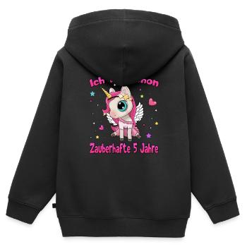 Mädchen Einhorn 5. Geburtstag Ich bin 5 Jahre - Kinder Premium Organic Zip Hoodie - Schwarz - Hinten - AI Model Kid Male (0cm)
