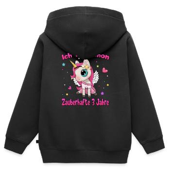 Mädchen Einhorn 3. Geburtstag Ich bin 3 Jahre - Kinder Premium Organic Zip Hoodie - Schwarz - Hinten - AI Model Kid Male (0cm)