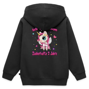 Mädchen Einhorn 2. Geburtstag Ich bin 2 Jahre - Kinder Premium Organic Zip Hoodie - Schwarz - Hinten - AI Model Kid Male (0cm)