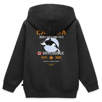 Canada Vancouver Whale Orca Cadeau - Sweat Premium à capuche zippé enfant bio - noir - Dos - AI Model Kid Male (0cm)