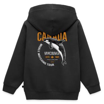 Canada Vancouver Whale Orca Cadeau - Sweat Premium à capuche zippé enfant bio - noir - Dos - AI Model Kid Male (0cm)