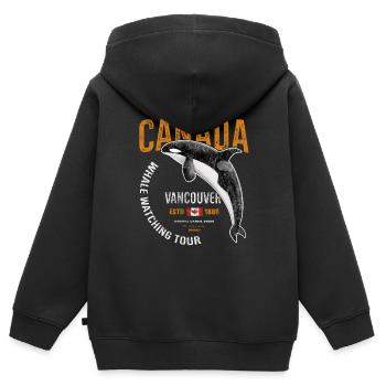 Canada Vancouver Whale Orca Cadeau - Sweat Premium à capuche zippé enfant bio - noir - Dos - AI Model Kid Male (0cm)