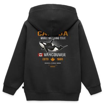 Canada Vancouver Whale Orca Cadeau - Sweat Premium à capuche zippé enfant bio - noir - Dos - AI Model Kid Male (0cm)