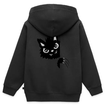 Böse Katze Kratzt - Kinder Premium Organic Zip Hoodie - Schwarz - Hinten - AI Model Kid Male (0cm)
