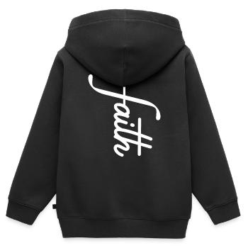 Glaube - Kinder Premium Organic Zip Hoodie - Schwarz - Hinten - AI Model Kid Male (0cm)
