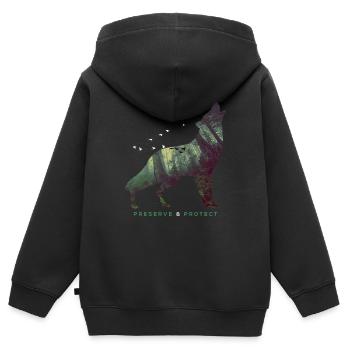 Preserve & Protect Climate Protection Wolf - Kids Premium Organic Zip-up Hoodie - black - Back - AI Model Kid Male (0cm)