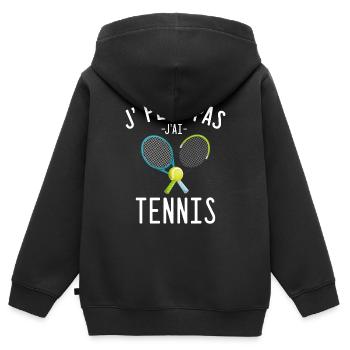 J'peux pas j'ai tennis cadeau humour sport tennis - Sweat Premium à capuche zippé enfant bio - noir - Dos - AI Model Kid Male (0cm)