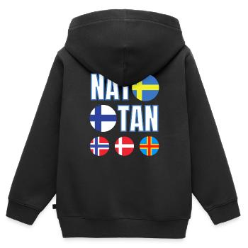 OTAN I prend Finlande Suède plus Norvège Danemark Islande - Sweat Premium à capuche zippé enfant bio - noir - Dos - AI Model Kid Male (0cm)