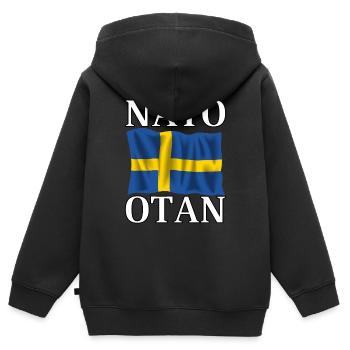 Prise de l’OTAN et drapeau suédois - Sweat Premium à capuche zippé enfant bio - noir - Dos - AI Model Kid Male (0cm)