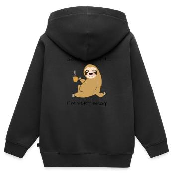 Sloth - Kinder Premium Organic Zip Hoodie - Schwarz - Hinten - AI Model Kid Male (0cm)