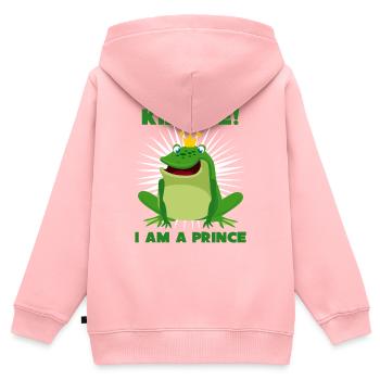 Grenouille Têtard Prince Grenouilles - Sweat Premium à capuche zippé enfant bio - rose - Dos - AI Model Kid Female (0cm)