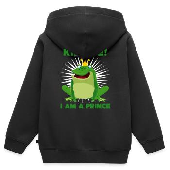 Frosch Kaulquappe Prinz Frösche - Kinder Premium Organic Zip Hoodie - Schwarz - Hinten - AI Model Kid Male (0cm)
