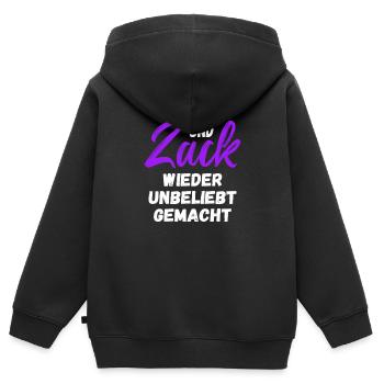 Und Zack wieder unbeliebt gemacht - Kinder Premium Organic Zip Hoodie - Schwarz - Hinten - AI Model Kid Male (0cm)