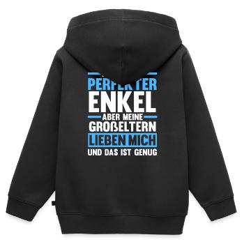 Enkel - Kinder Premium Organic Zip Hoodie - Schwarz - Hinten - AI Model Kid Male (0cm)