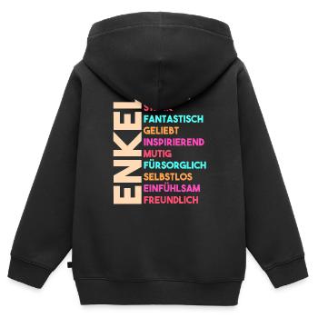Enkel - Kinder Premium Organic Zip Hoodie - Schwarz - Hinten - AI Model Kid Male (0cm)