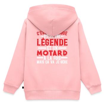 Je Suis Une Légende Et Un Motard - Sweat Premium à capuche zippé enfant bio - rose - Dos - AI Model Kid Female (0cm)