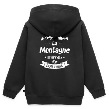 La montagne m'appelle et je dois y aller - Sweat Premium à capuche zippé enfant bio - noir - Dos - AI Model Kid Male (0cm)