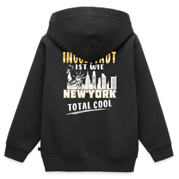 INGOLSTADT IST WIE NEW YORK - Kinder Premium Organic Zip Hoodie - Schwarz - Hinten - AI Model Kid Male (0cm)