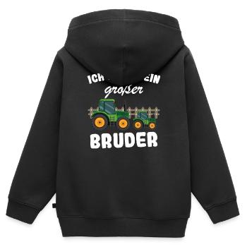Ich Werde Großer Bruder 2025 Nachwuchs Verkünden - Kinder Premium Organic Zip Hoodie - Schwarz - Hinten - AI Model Kid Male (0cm)