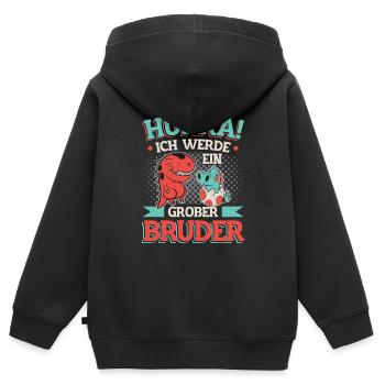 Ich Werde Großer Bruder 2023 Nachwuchs Verkünden - Kinder Premium Organic Zip Hoodie - Schwarz - Hinten - AI Model Kid Male (0cm)