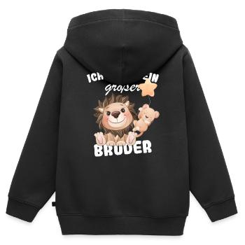 Ich Werde Großer Bruder 2025 Nachwuchs Verkünden - Kinder Premium Organic Zip Hoodie - Schwarz - Hinten - AI Model Kid Male (0cm)