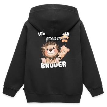 Ich Werde Großer Bruder 2023 Nachwuchs Verkünden - Kinder Premium Organic Zip Hoodie - Schwarz - Hinten - AI Model Kid Male (0cm)