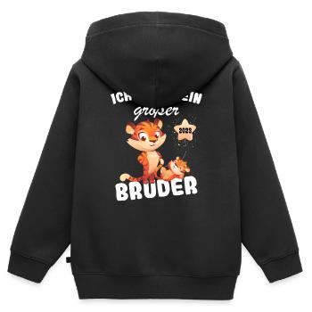 Ich Werde Großer Bruder 2023 Nachwuchs Verkünden - Kinder Premium Organic Zip Hoodie - Schwarz - Hinten - AI Model Kid Male (0cm)