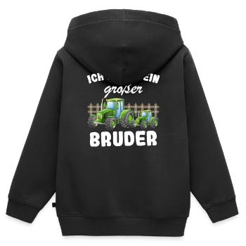 Ich Werde Großer Bruder 2025 Nachwuchs Verkünden - Kinder Premium Organic Zip Hoodie - Schwarz - Hinten - AI Model Kid Male (0cm)