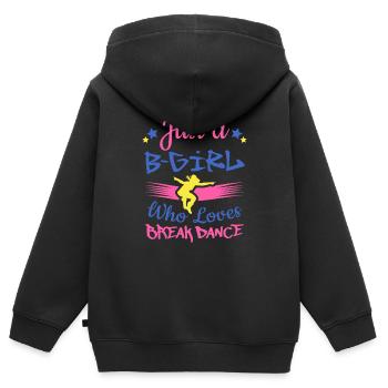 Breakdancer B-Mädchen, das Breakdance liebt - Kinder Premium Organic Zip Hoodie - Schwarz - Hinten - AI Model Kid Male (0cm)
