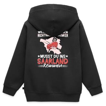 Saarland Saarländer Schwenker Schwenkgrill - Kinder Premium Organic Zip Hoodie - Schwarz - Hinten - AI Model Kid Male (0cm)