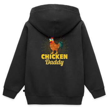 Chicken Daddy Hen Father Farming Rooster - Kinder Premium Organic Zip Hoodie - Schwarz - Hinten - AI Model Kid Male (0cm)