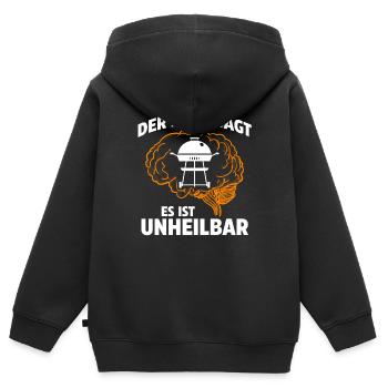 Der Arzt sagt es ist unheilbar Grillen - Kinder Premium Organic Zip Hoodie - Schwarz - Hinten - AI Model Kid Male (0cm)