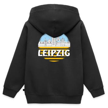 LEIPZIG - Sweat Premium à capuche zippé enfant bio - noir - Dos - AI Model Kid Male (0cm)